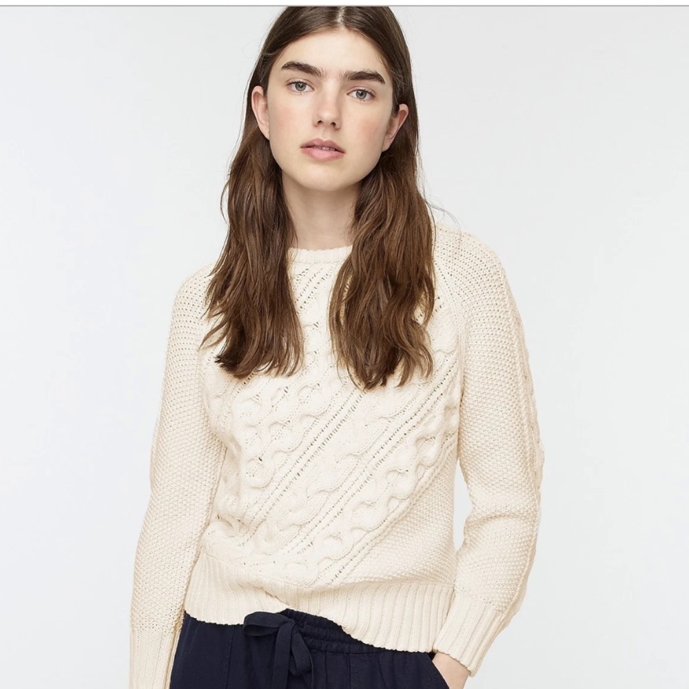 J. Crew Diagonal cable-knit crewneck knit sweater Sweater. Size L. Style AK157